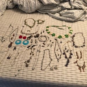 Grab bag jewelry, semi-precious stones and costume